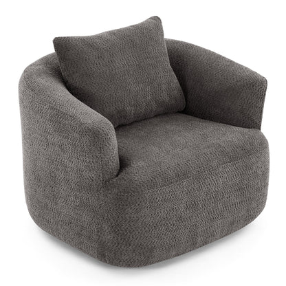 Roomfitters Fauteuil pivotant 360° en chenille rembourré avec coussin décoratif pour salon, chambre, bureau, hôtel