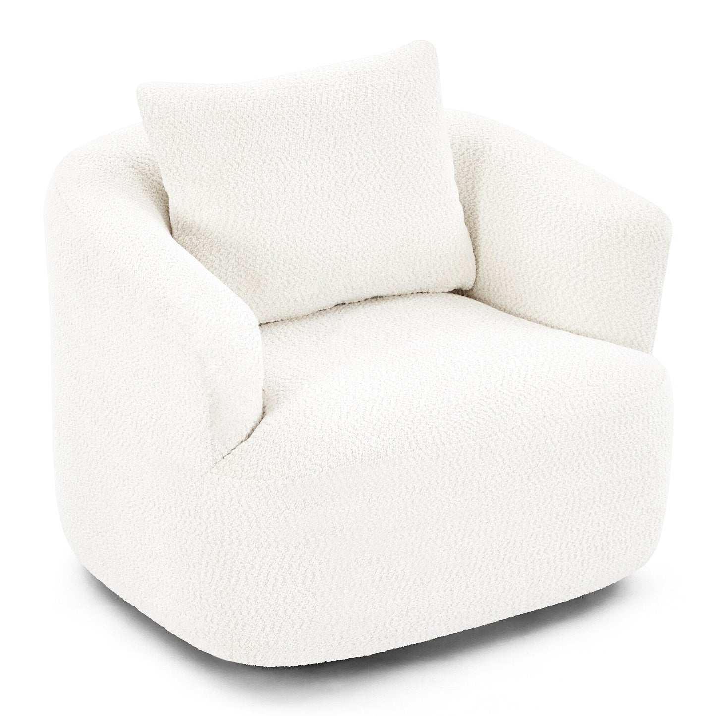 Roomfitters Fauteuil pivotant 360° en chenille rembourré avec coussin décoratif pour salon, chambre, bureau, hôtel