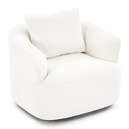 Roomfitters Fauteuil pivotant 360° en chenille rembourré avec coussin décoratif pour salon, chambre, bureau, hôtel