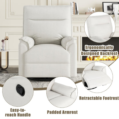 Fauteuil inclinable manuel rembourré pivotant à 360° Roomfitters, canapé inclinable polyvalent pour cinéma et fauteuil à bascule pour chambre d'enfant