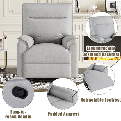 Fauteuil inclinable manuel rembourré pivotant à 360° Roomfitters, canapé inclinable polyvalent pour cinéma et fauteuil à bascule pour chambre d'enfant