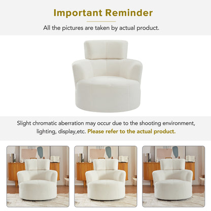 Fauteuil d'appoint pivotant à 360° rembourré Roomfitters avec appui-tête réglable pour salon