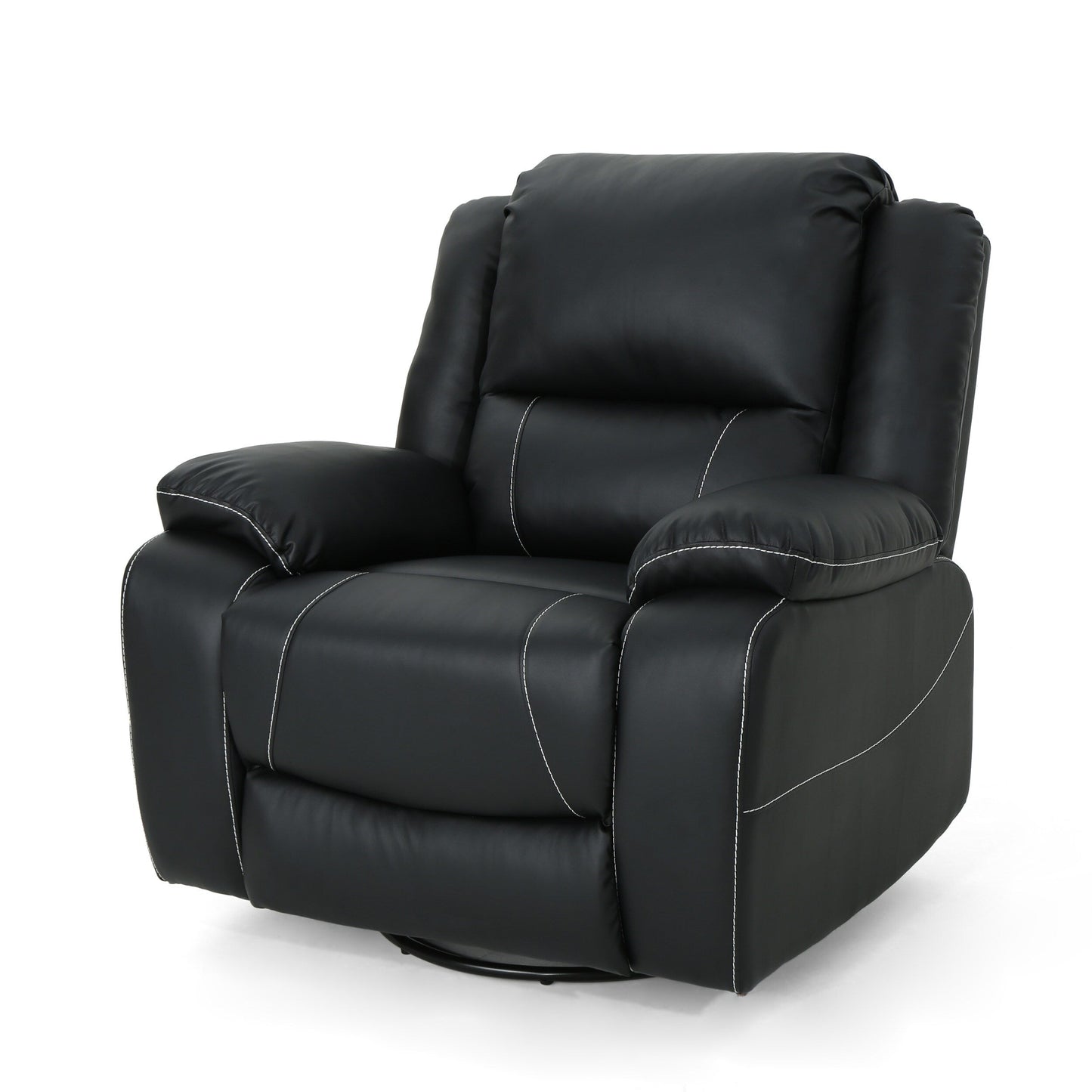 Fauteuil inclinable standard pivotant manuel en similicuir de 39 pouces de large, fauteuil de salon confortable pour le salon