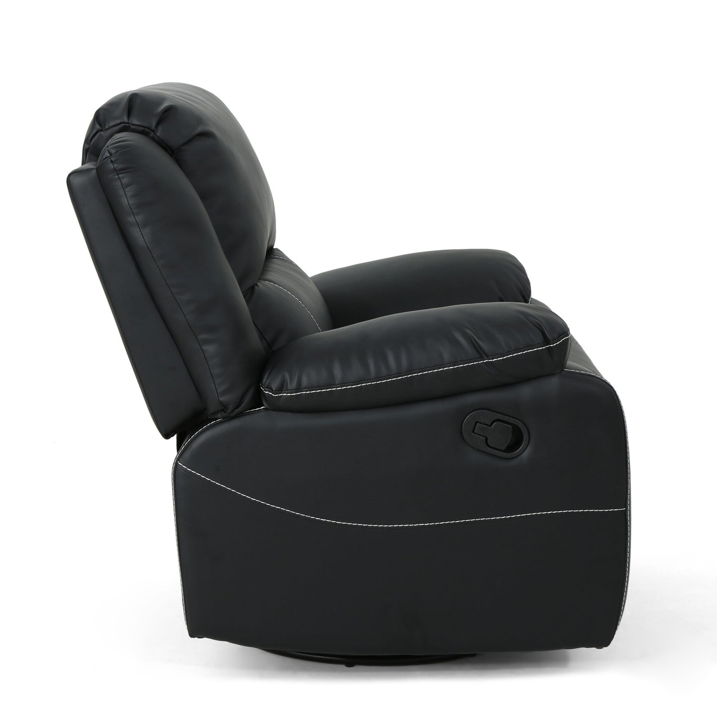 Fauteuil inclinable standard pivotant manuel en similicuir de 39 pouces de large, fauteuil de salon confortable pour le salon