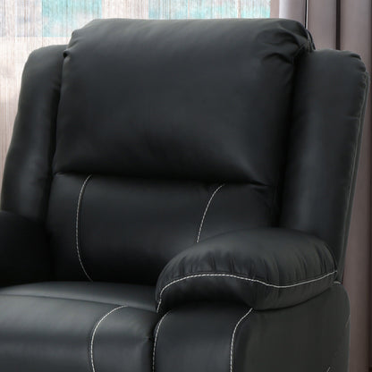 Fauteuil inclinable standard pivotant manuel en similicuir de 39 pouces de large, fauteuil de salon confortable pour le salon