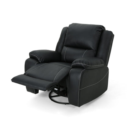 Fauteuil inclinable standard pivotant manuel en similicuir de 39 pouces de large, fauteuil de salon confortable pour le salon