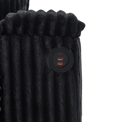 Canapé 4 places moderne en velours côtelé Roomfitters avec ports USB, accoudoirs de rangement dissimulés et porte-gobelets rabattables pour le salon