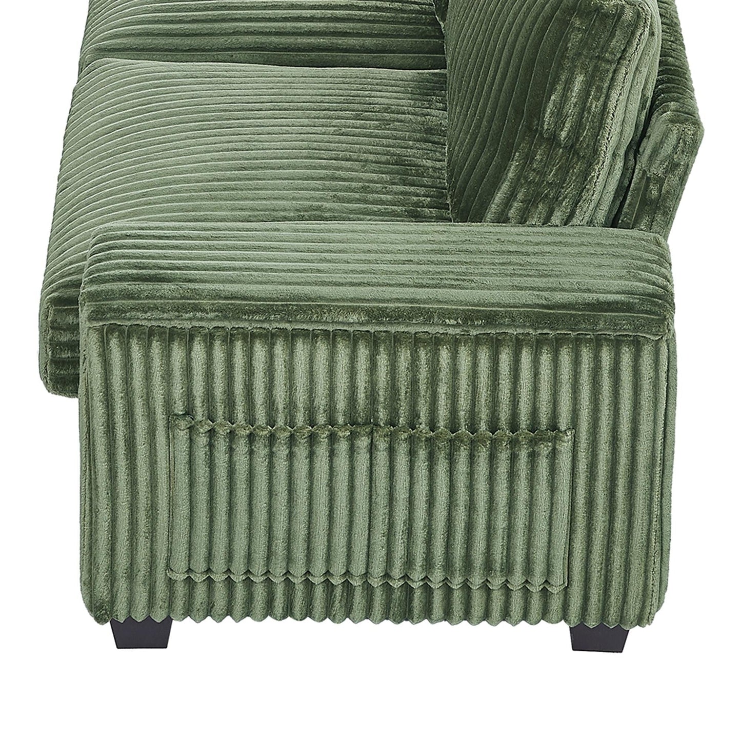 Canapé 4 places moderne en velours côtelé Roomfitters avec ports USB, accoudoirs de rangement dissimulés et porte-gobelets rabattables pour le salon