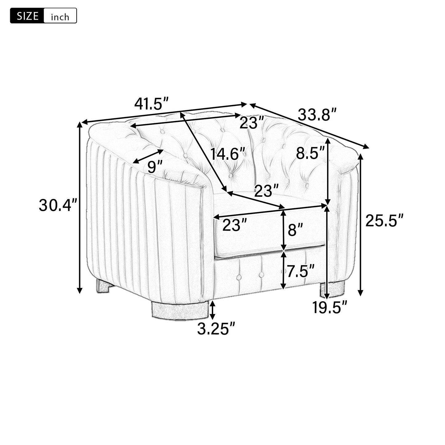 Canapé d'appoint rembourré en velours Roomfitters 41,5 avec coussin épais amovible, canapé simple moderne