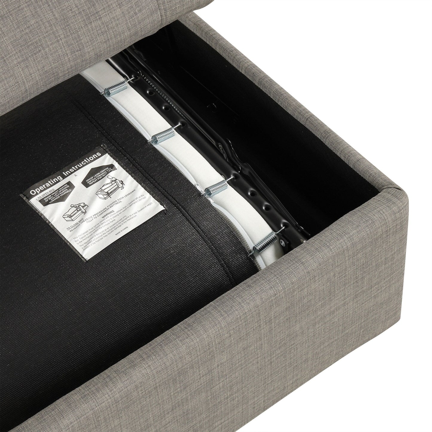 Canapé-lit ottoman pliable Roomfitters 49.6 avec matelas en mousse à mémoire de forme et design capitonné