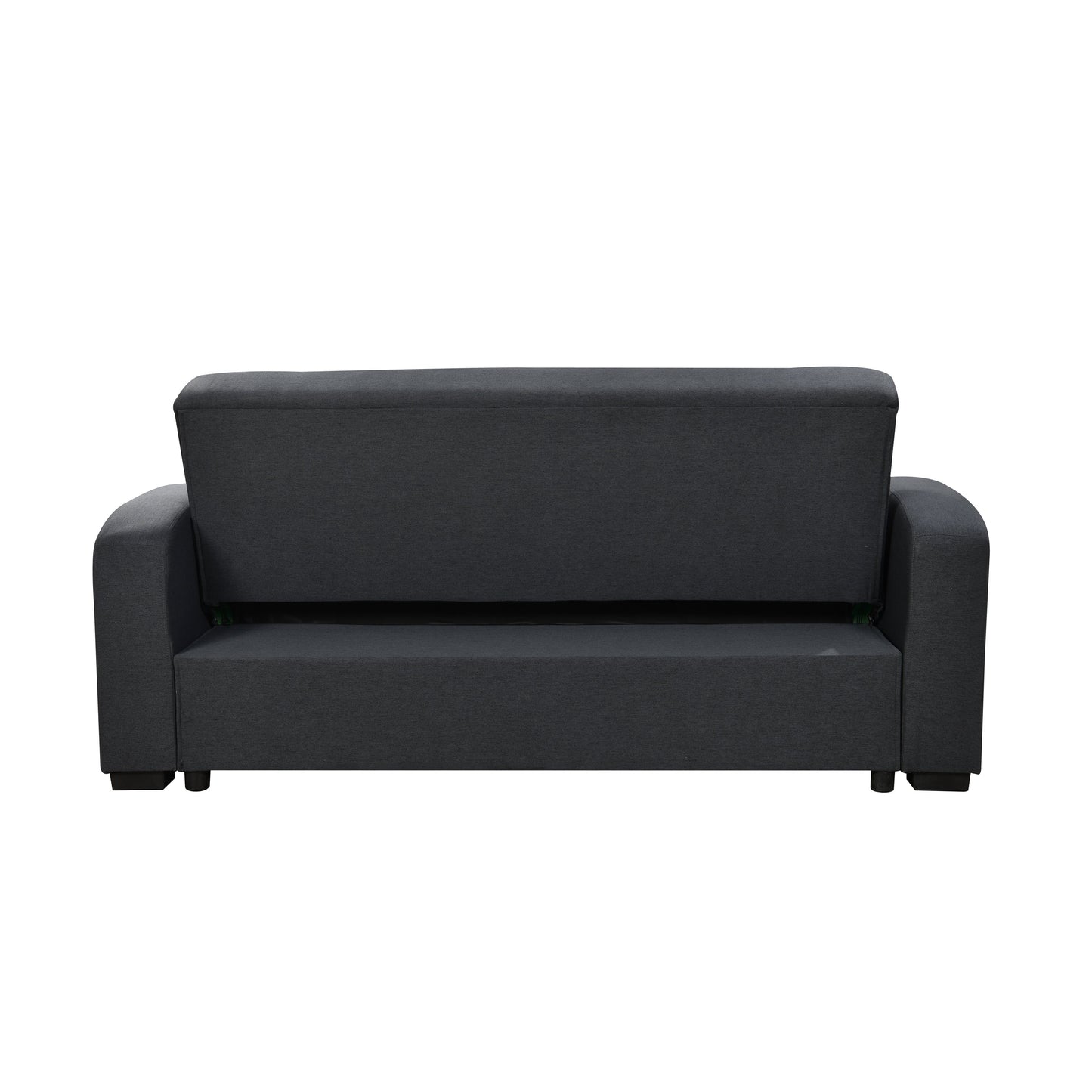 Canapé convertible 3 en 1 Roomfitters de 75 pouces, moderne, avec lit gigogne pratique, dossier inclinable, porte-gobelets et oreillers.