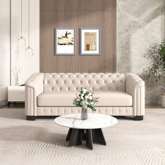 Canapé 3 places Roomfitters 82.4 en velours moderne du milieu du siècle avec pieds en bois d'hévéa et coussin d'assise épais et amovible