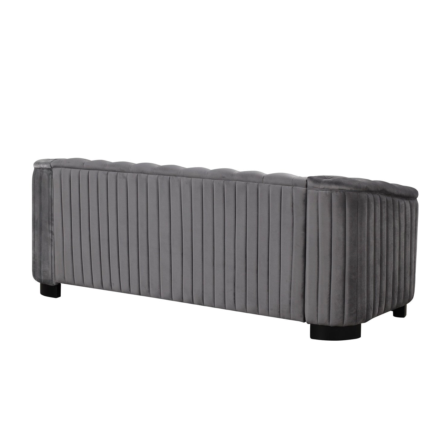 Canapé 3 places Roomfitters 82.4 en velours moderne du milieu du siècle avec pieds en bois d'hévéa et coussin d'assise épais et amovible