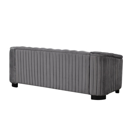 Canapé 3 places Roomfitters 82.4 en velours moderne du milieu du siècle avec pieds en bois d'hévéa et coussin d'assise épais et amovible