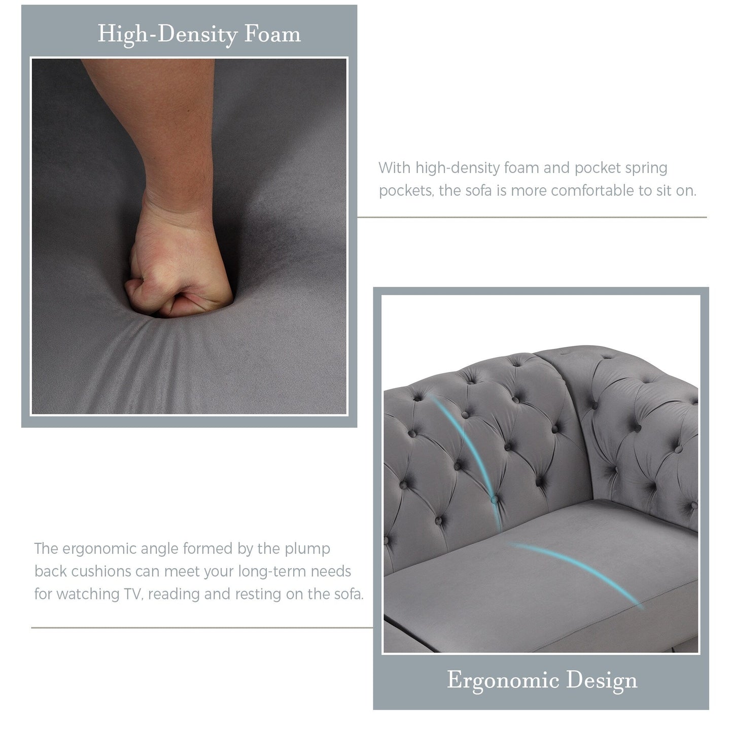 Canapé 3 places Roomfitters 82.4 en velours moderne du milieu du siècle avec pieds en bois d'hévéa et coussin d'assise épais et amovible