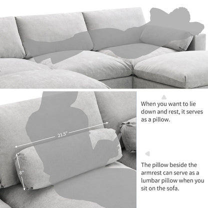 Canapé modulable sectionnel Roomfitters 86,5 en chenille, poches de rangement, canapé 5 places en U avec oreillers et 2 poufs
