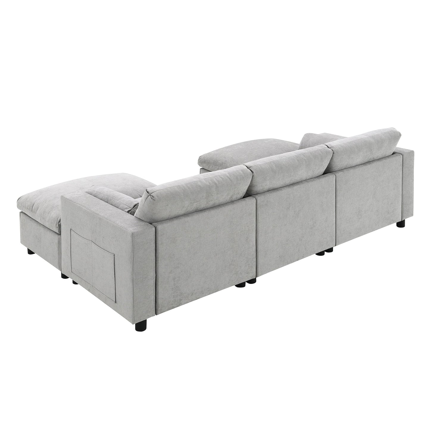 Canapé modulable sectionnel Roomfitters 86,5 en chenille, poches de rangement, canapé 5 places en U avec oreillers et 2 poufs