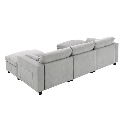 Canapé modulable sectionnel Roomfitters 86,5 en chenille, poches de rangement, canapé 5 places en U avec oreillers et 2 poufs
