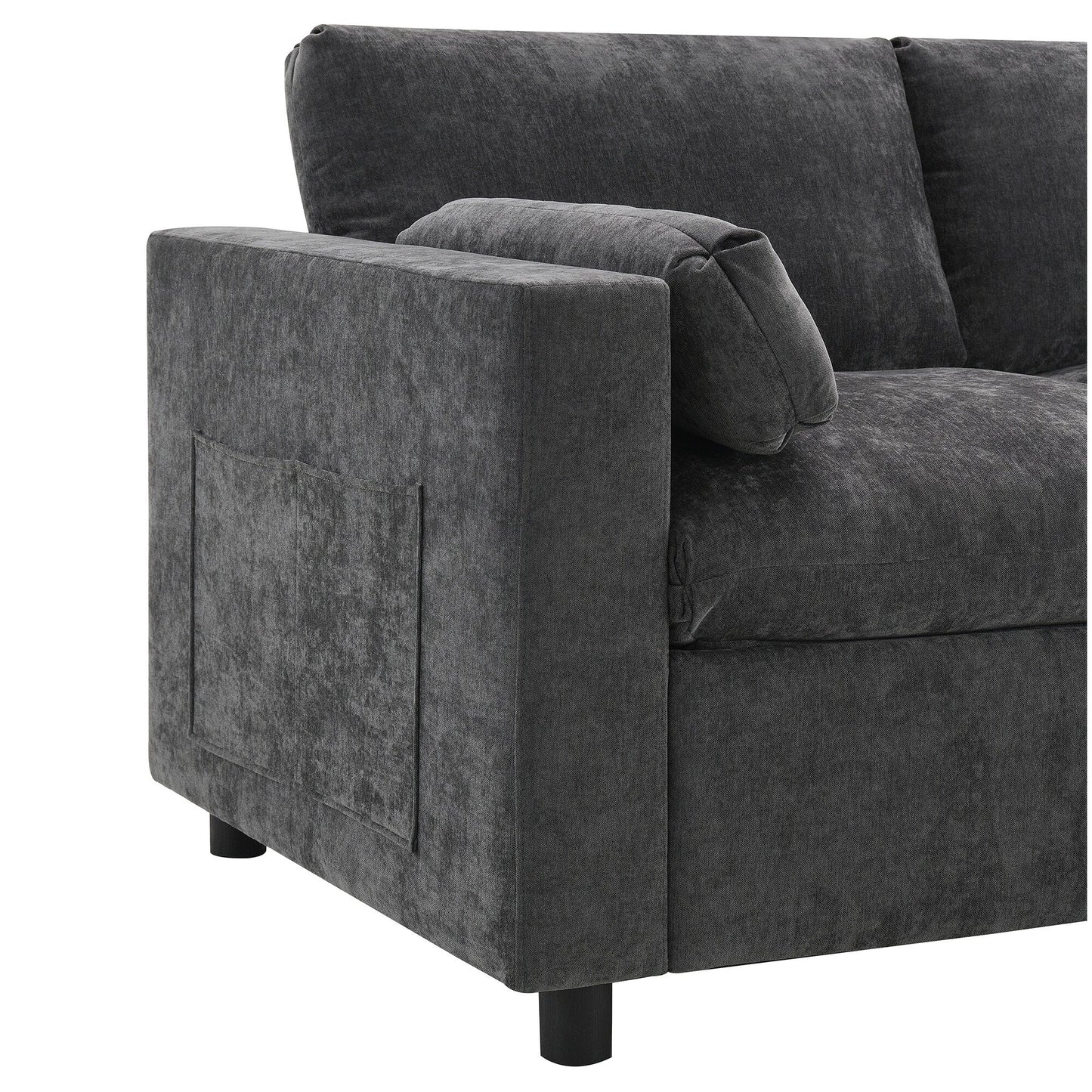 Canapé modulable sectionnel Roomfitters 86,5 en chenille, poches de rangement, canapé 5 places en U avec oreillers et 2 poufs
