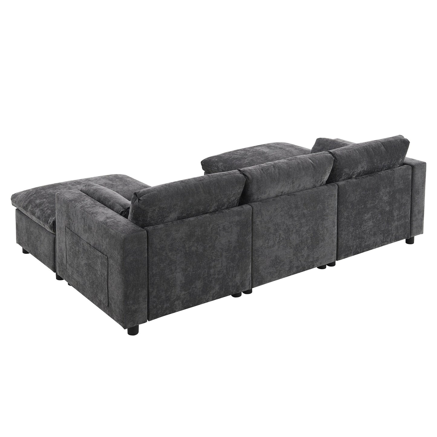 Canapé modulable sectionnel Roomfitters 86,5 en chenille, poches de rangement, canapé 5 places en U avec oreillers et 2 poufs