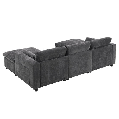 Canapé modulable sectionnel Roomfitters 86,5 en chenille, poches de rangement, canapé 5 places en U avec oreillers et 2 poufs