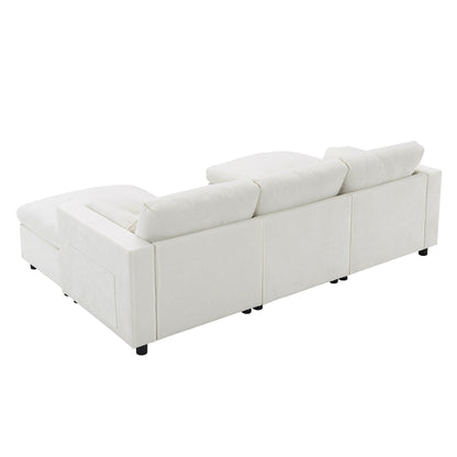 Canapé modulable sectionnel Roomfitters 86,5 en chenille, poches de rangement, canapé 5 places en U avec oreillers et 2 poufs