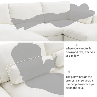 Canapé modulable sectionnel Roomfitters 86,5 en chenille, poches de rangement, canapé 5 places en U avec oreillers et 2 poufs