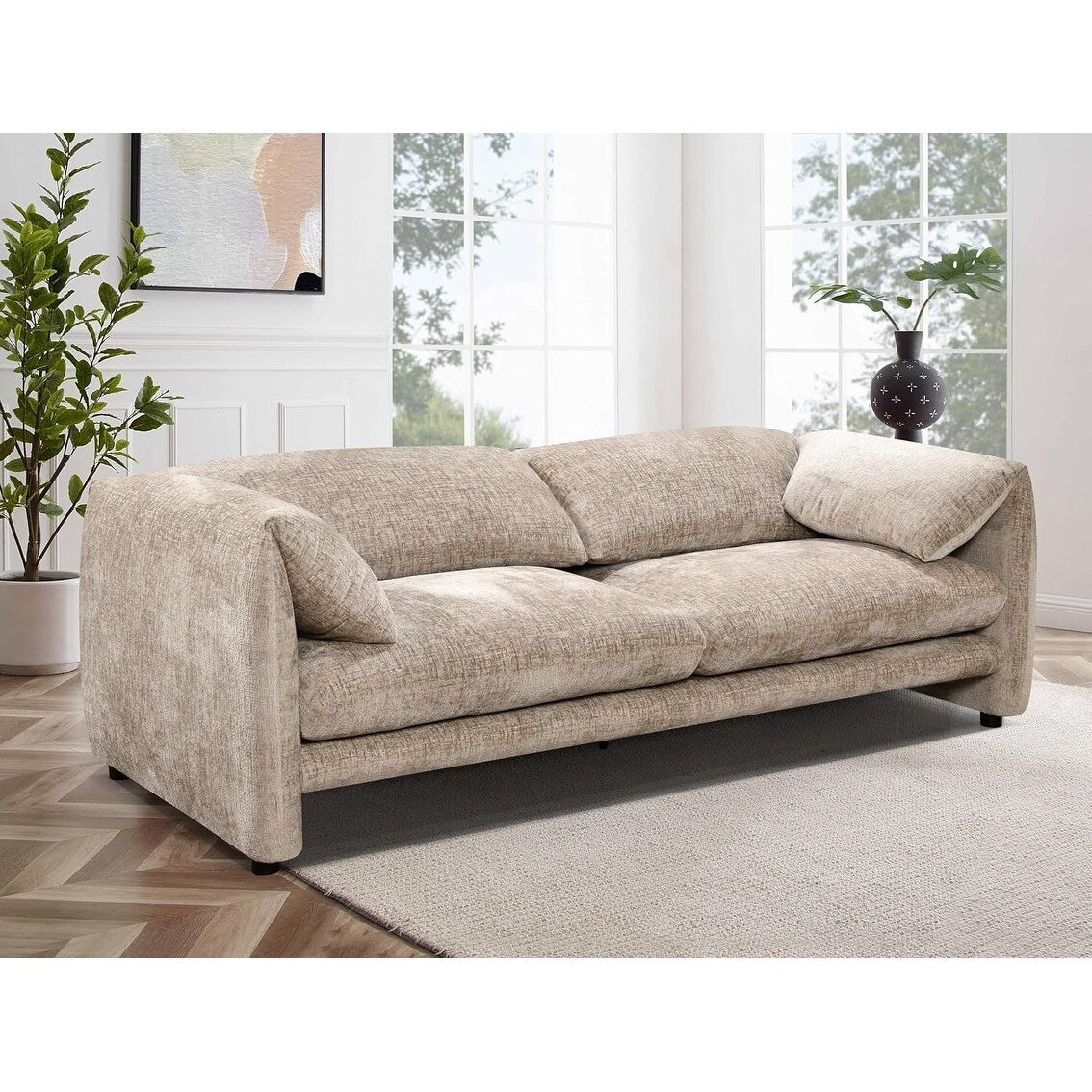 Canapé 3 places Roomfitters 87 avec accoudoir large et confortable, dossier en éponge haute densité et ses coussins moelleux et moelleux