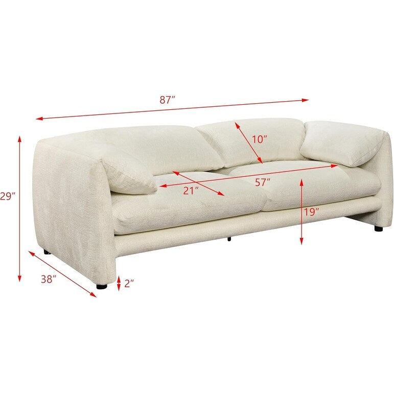 Canapé 3 places Roomfitters 87 avec accoudoir large et confortable, dossier en éponge haute densité et ses coussins moelleux et moelleux