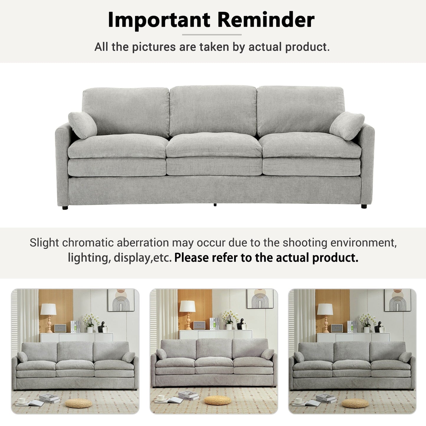 Canapé Cloud 3 places rembourré surdimensionné Roomfitters 89 avec deux coussins moelleux