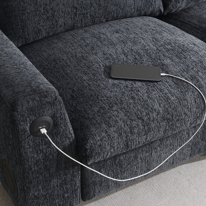 Canapé sectionnel en chenille Roomfitters 96'' x 35'' avec haut-parleur Bluetooth, ensemble de canapés Cloud confortable avec table rabattable et chargeur USB