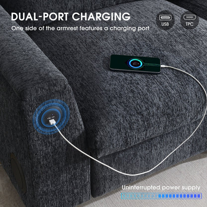 Canapé sectionnel en chenille Roomfitters 96'' x 35'' avec haut-parleur Bluetooth, ensemble de canapés Cloud confortable avec table rabattable et chargeur USB