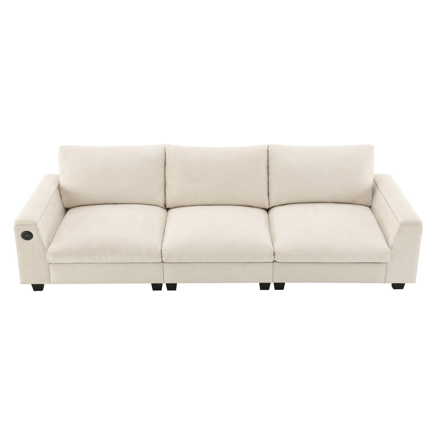 Canapé sectionnel en chenille Roomfitters 96'' x 35'' avec haut-parleur Bluetooth, ensemble de canapés Cloud confortable avec table rabattable et chargeur USB