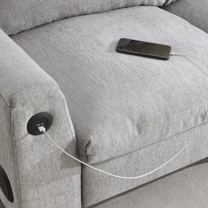 Canapé sectionnel en chenille Roomfitters 96'' x 35'' avec haut-parleur Bluetooth, ensemble de canapés Cloud confortable avec table rabattable et chargeur USB