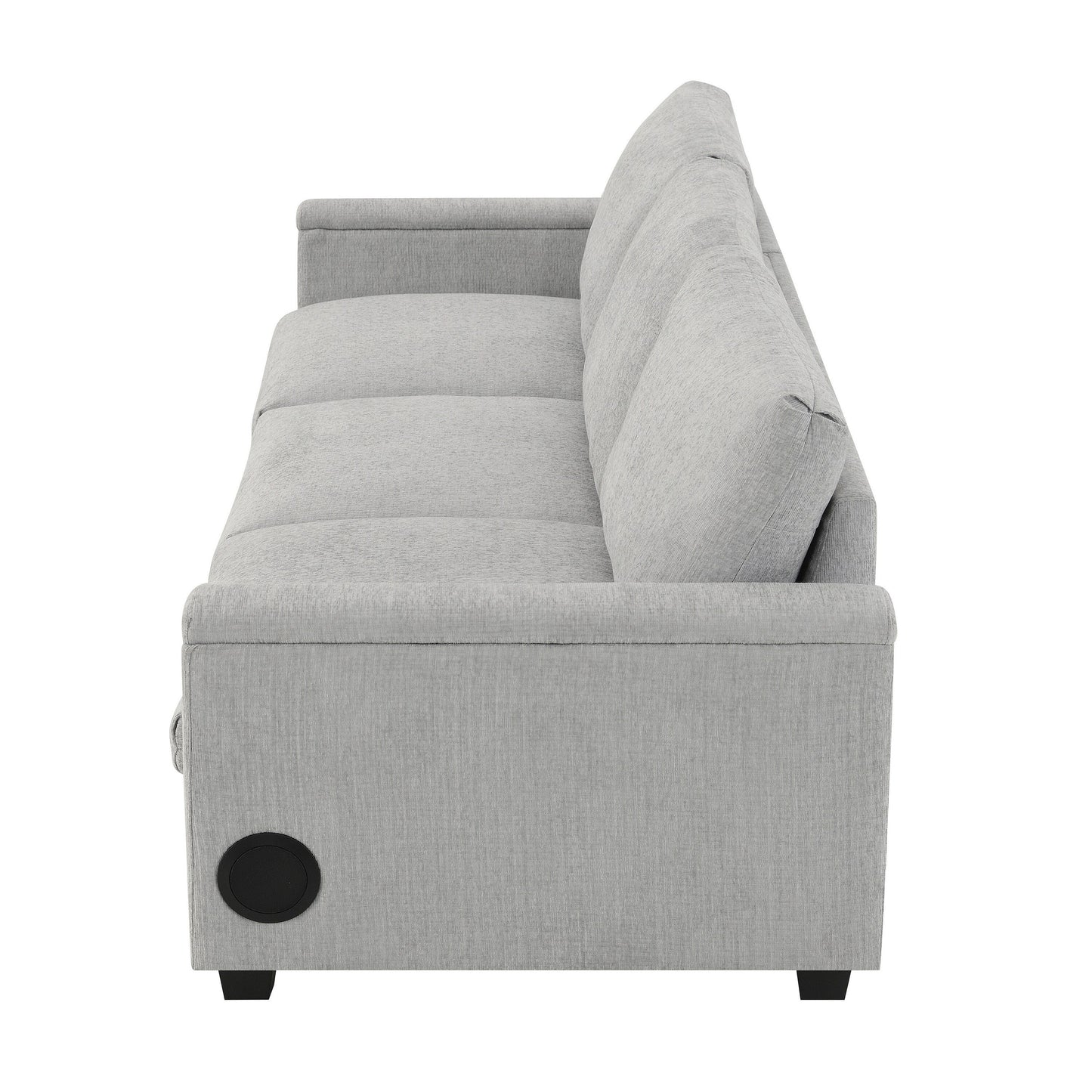 Canapé sectionnel en chenille Roomfitters 96'' x 35'' avec haut-parleur Bluetooth, ensemble de canapés Cloud confortable avec table rabattable et chargeur USB