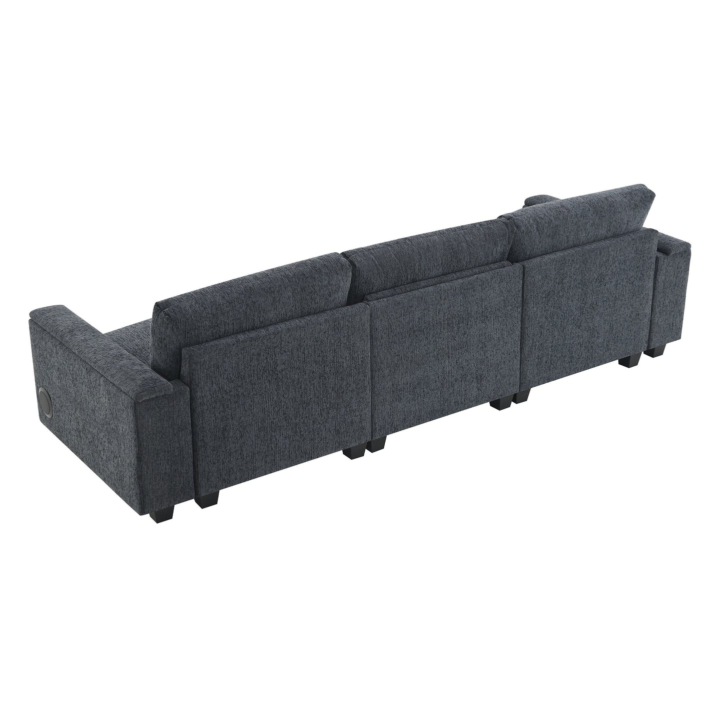 Canapé sectionnel en chenille Roomfitters 96'' x 35'' avec haut-parleur Bluetooth, ensemble de canapés Cloud confortable avec table rabattable et chargeur USB
