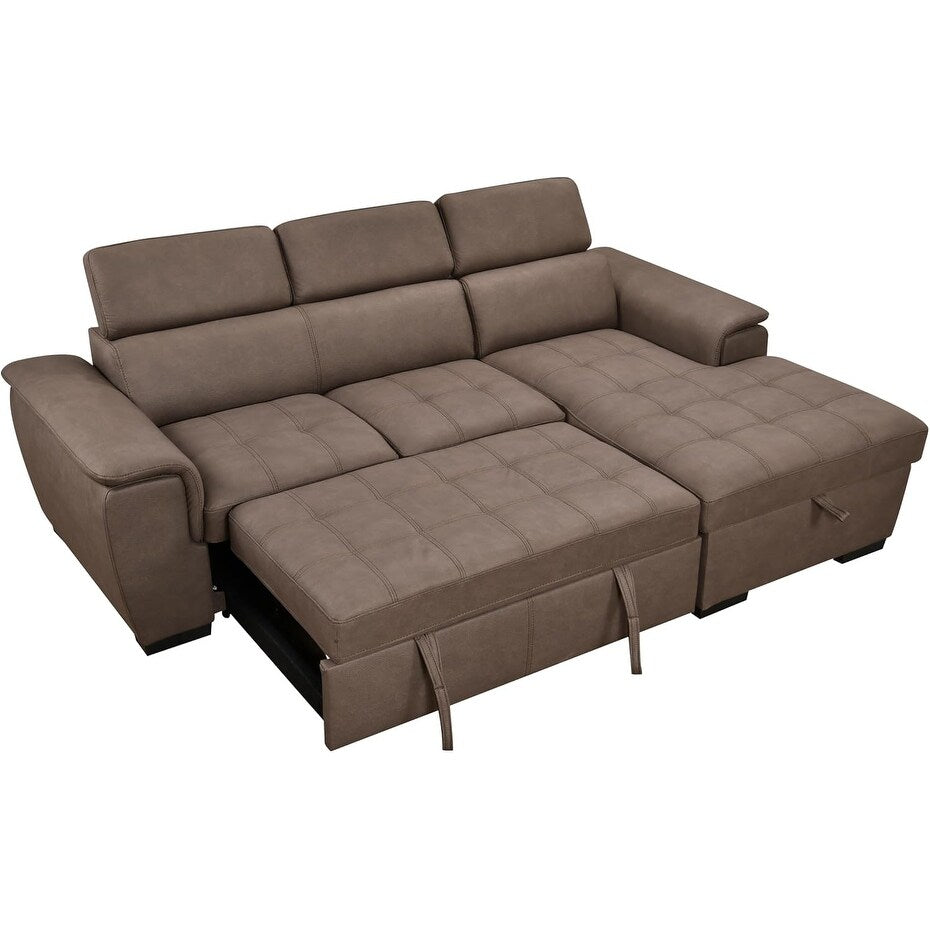 Canapé sectionnel convertible Roomfitters 97 avec méridienne de rangement, appui-têtes réglables, canapé-lit contemporain en L