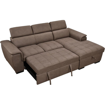 Canapé sectionnel convertible Roomfitters 97 avec méridienne de rangement, appui-têtes réglables, canapé-lit contemporain en L