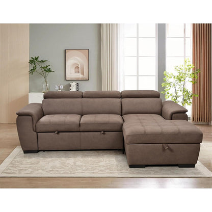 Canapé sectionnel convertible Roomfitters 97 avec méridienne de rangement, appui-têtes réglables, canapé-lit contemporain en L