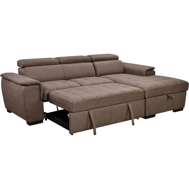 Canapé sectionnel convertible Roomfitters 97 avec méridienne de rangement, appui-têtes réglables, canapé-lit contemporain en L