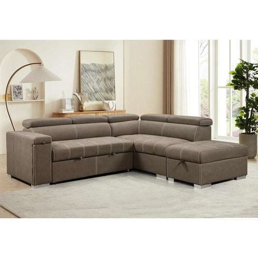 Canapé-lit convertible 2 en 1 moderne Roomfitters 99.5 avec lit gigogne et chaise longue, appui-tête réglable