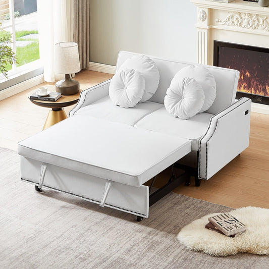 Canapé-lit réglable Roomfitters avec dossier capitonné, ports USB et coussins lombaires floraux, idéal pour le salon