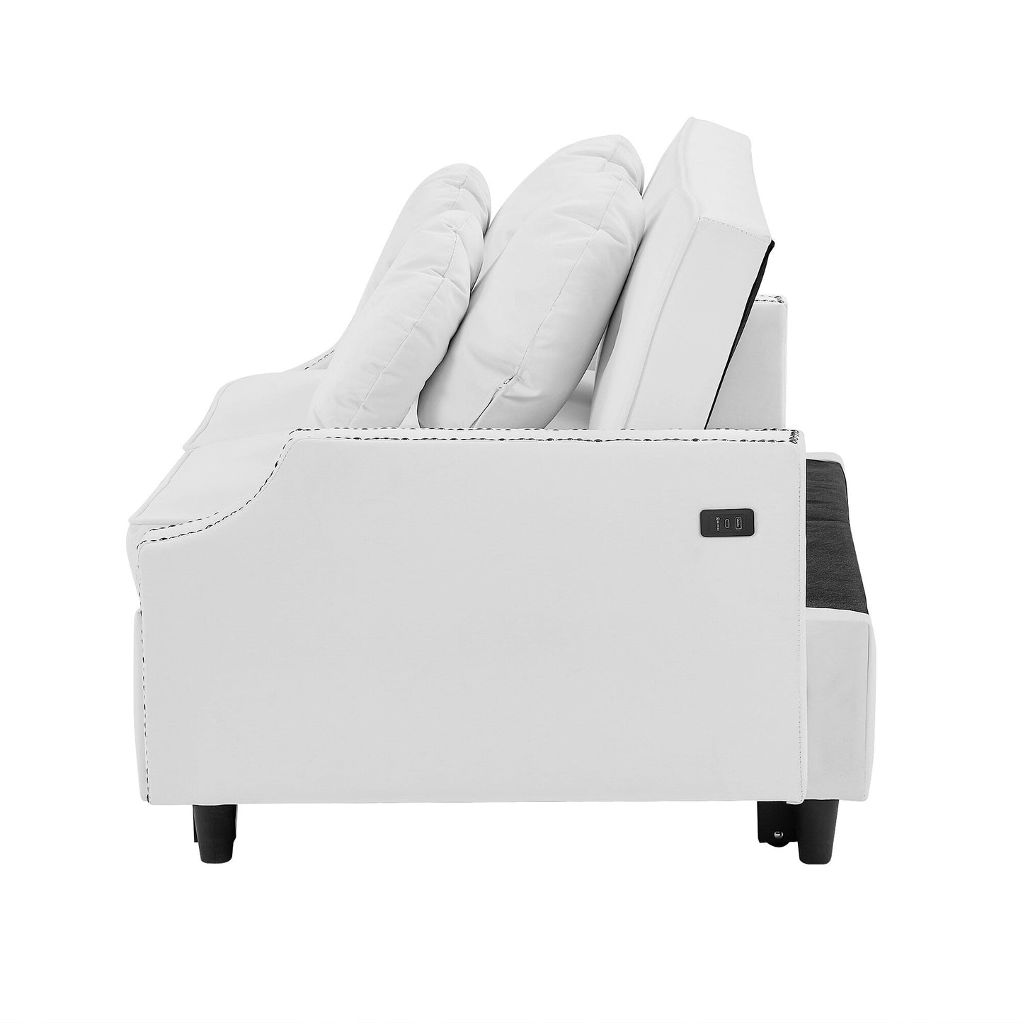 Canapé-lit réglable Roomfitters avec dossier capitonné, ports USB et coussins lombaires floraux, idéal pour le salon