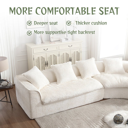 Canapé 3 places Boucle de Roomfitters, canapé surdimensionné avec double assise et design d'angle pour appartement ou bureau, orienté à droite