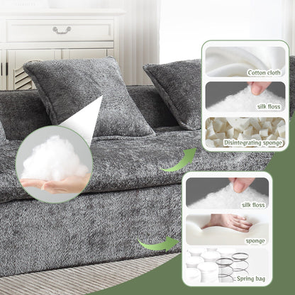 Canapé 3 places Boucle de Roomfitters, canapé surdimensionné avec double assise et design d'angle pour appartement ou bureau, orienté à droite