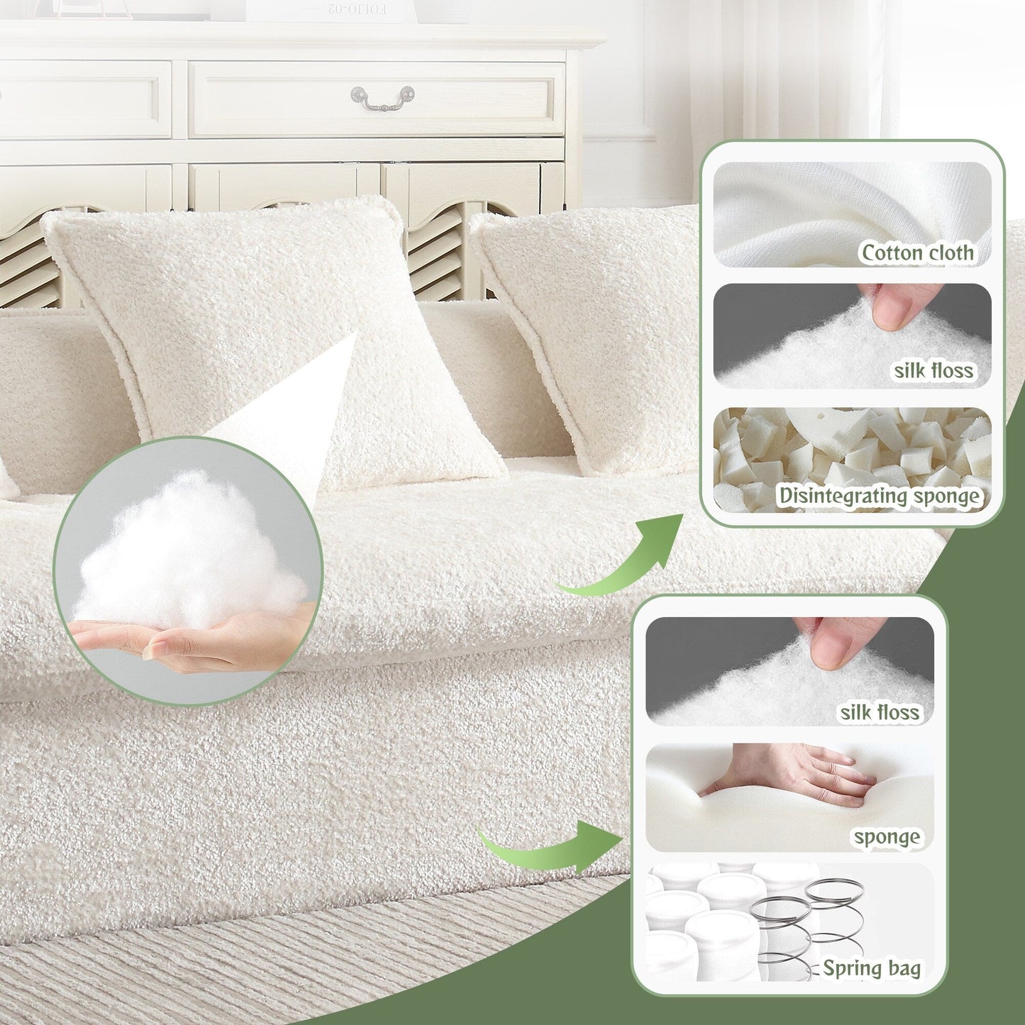 Canapé 3 places Boucle de Roomfitters, canapé surdimensionné avec double assise et design d'angle pour appartement ou bureau, orienté à droite