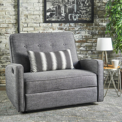 Causeuse capitonnée et rembourrée Roomfitters avec coussins confortables pour salon ou chambre, gris