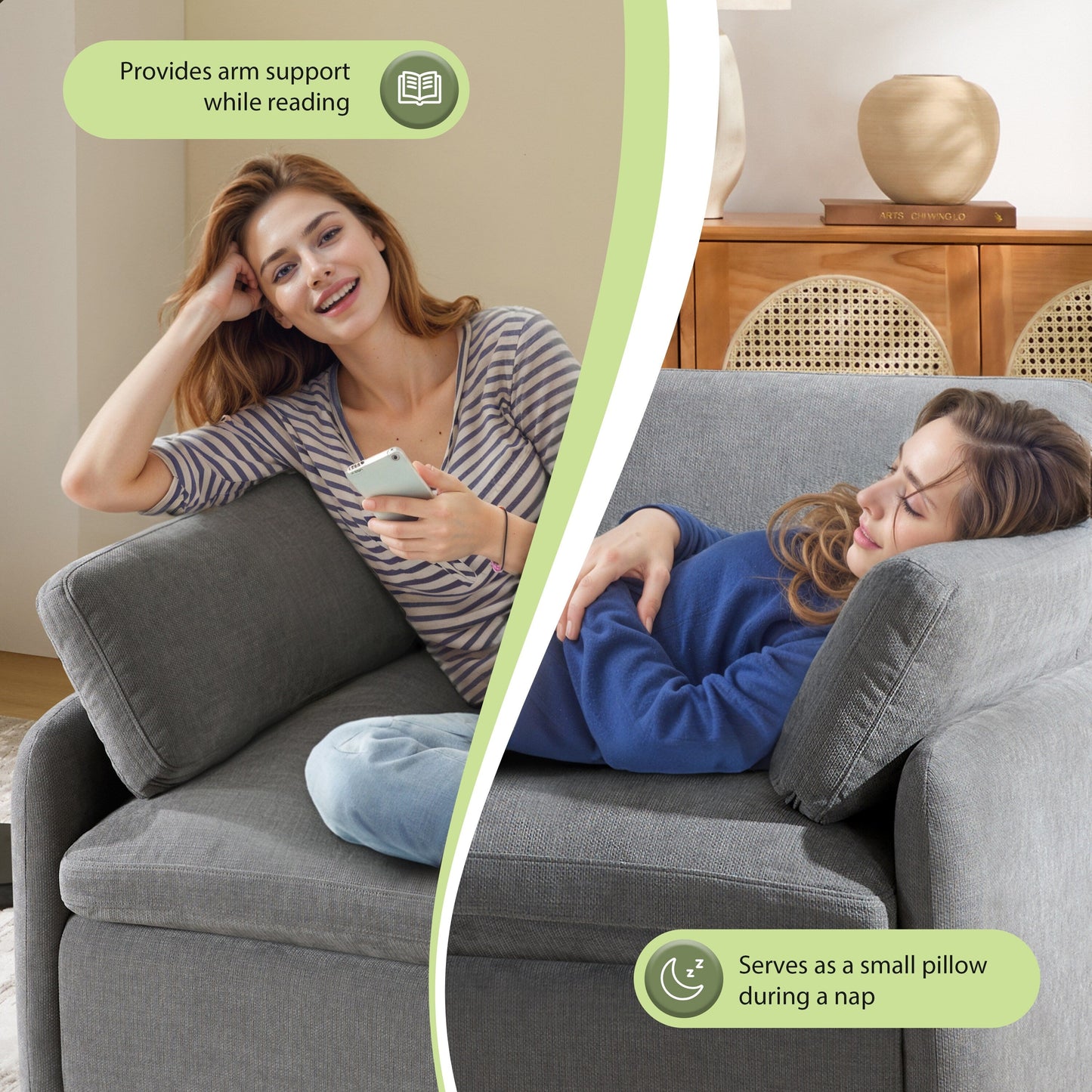 Fauteuil d'appoint surdimensionné en chenille Roomfitters avec coussins, fauteuil de salon rembourré confortable pour le salon