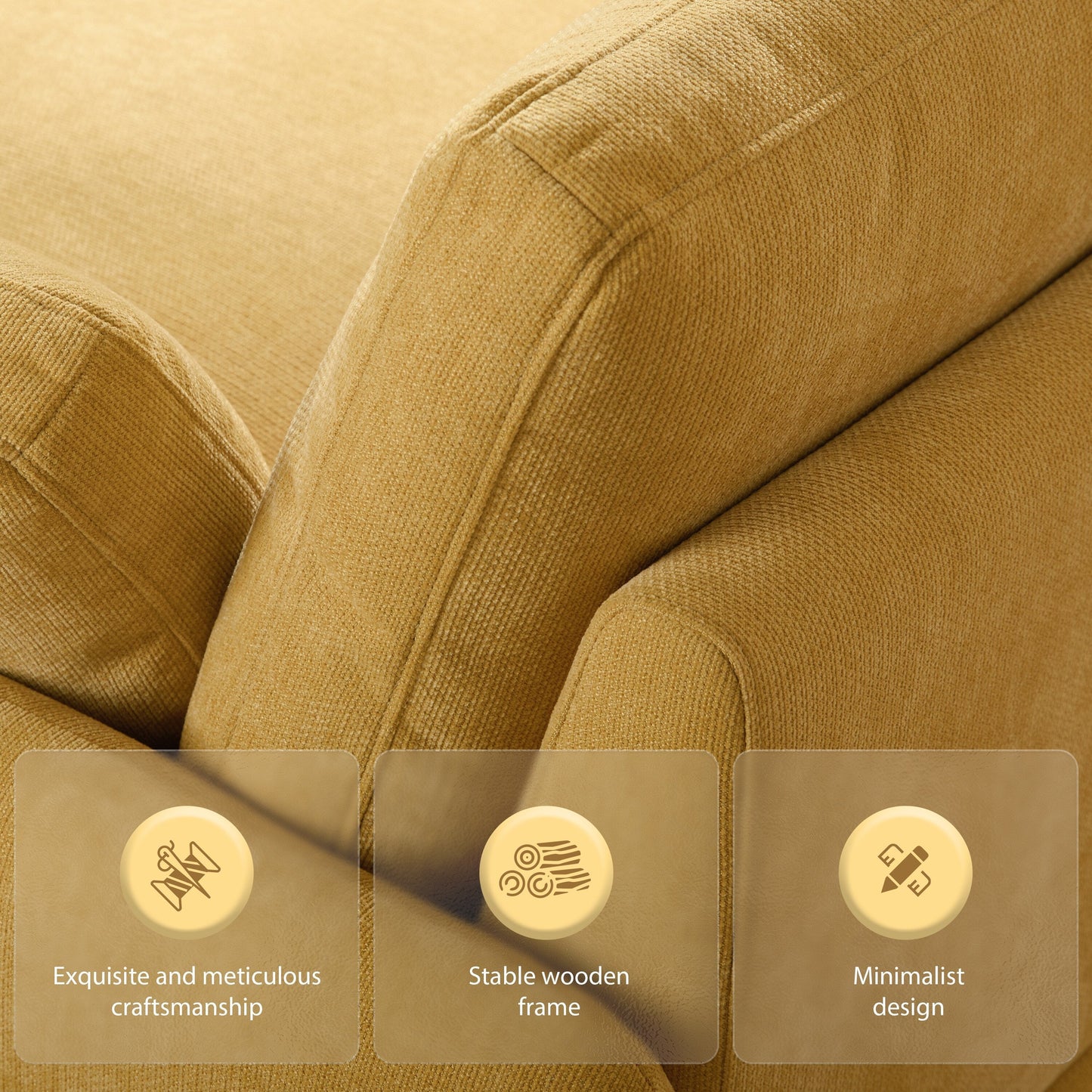 Fauteuil d'appoint surdimensionné en chenille Roomfitters avec coussins, fauteuil de salon rembourré confortable pour le salon