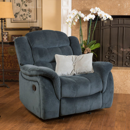 Fauteuil inclinable et planeur en tissu peluche marron, design classique de Roomfitters